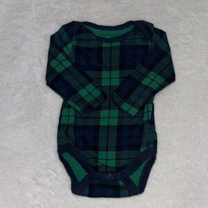 (3 for $10) Chick Pea Plaid Green and Blue One Piece bodysuit